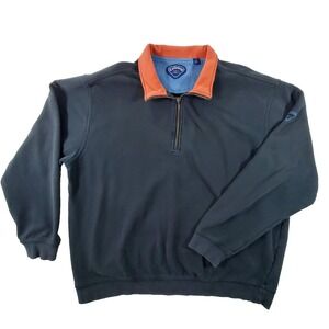 Callaway Golf Quarter Zip Pullover Mens XXL Black Orange Sweatshirt Logo